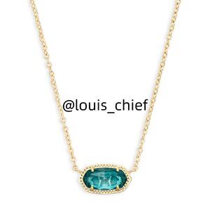 Elisa Gold Pendant Necklace in London Blue Glass